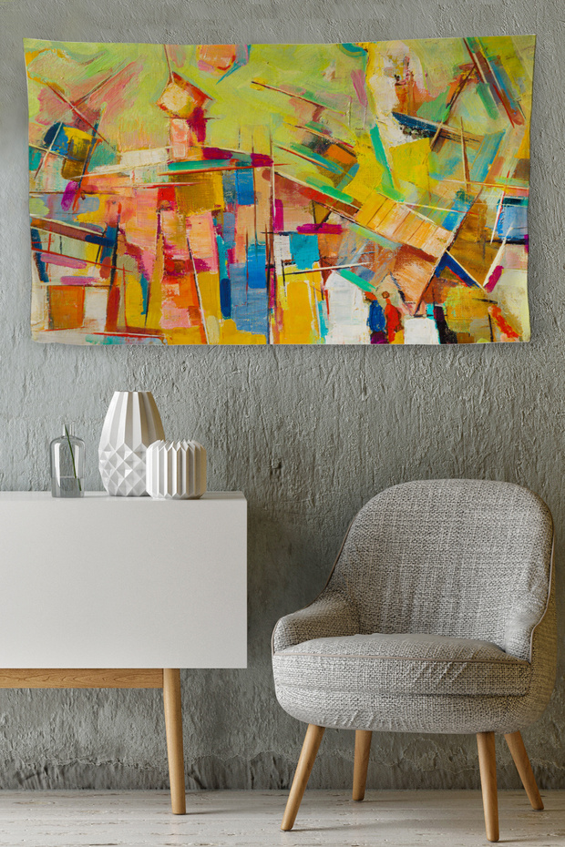 Wall Cloth Abstract Oil Painting Looking Quality Canvas Wall Carpet-3987