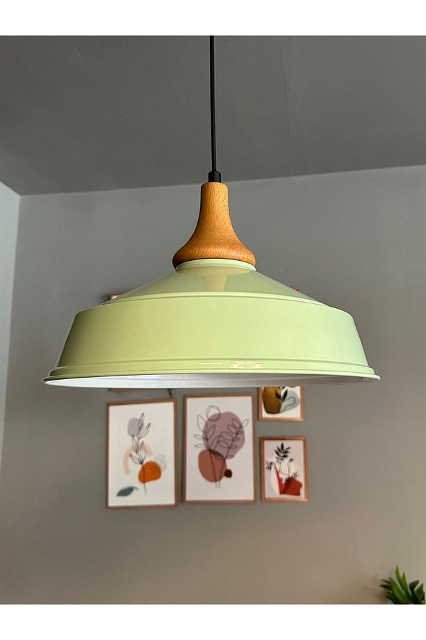 Mint Ahşap Ters Mantar Kafa Tekli Avize Retro Sarkıt Ofis Showroom Salon Mutfak Avizeleri - 4