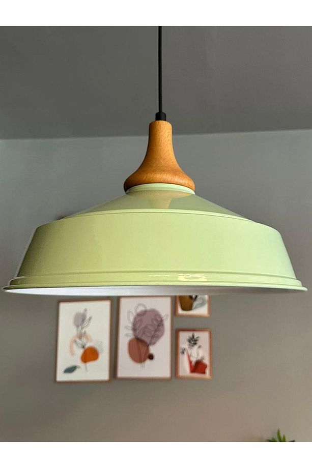 Mint Ahşap Ters Mantar Kafa Tekli Avize Retro Sarkıt Ofis Showroom Salon Mutfak Avizeleri - 5