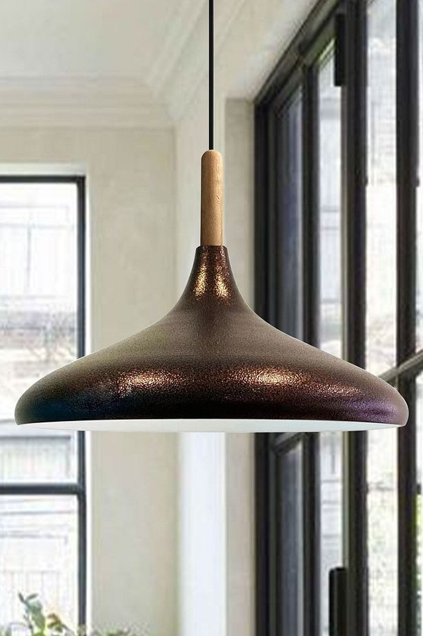 Champion Teuton Ahşap Tekli Avize Sarkıt Salon Mutfak Cafe Butik Lamba Aydınlatma Avizeler - 1