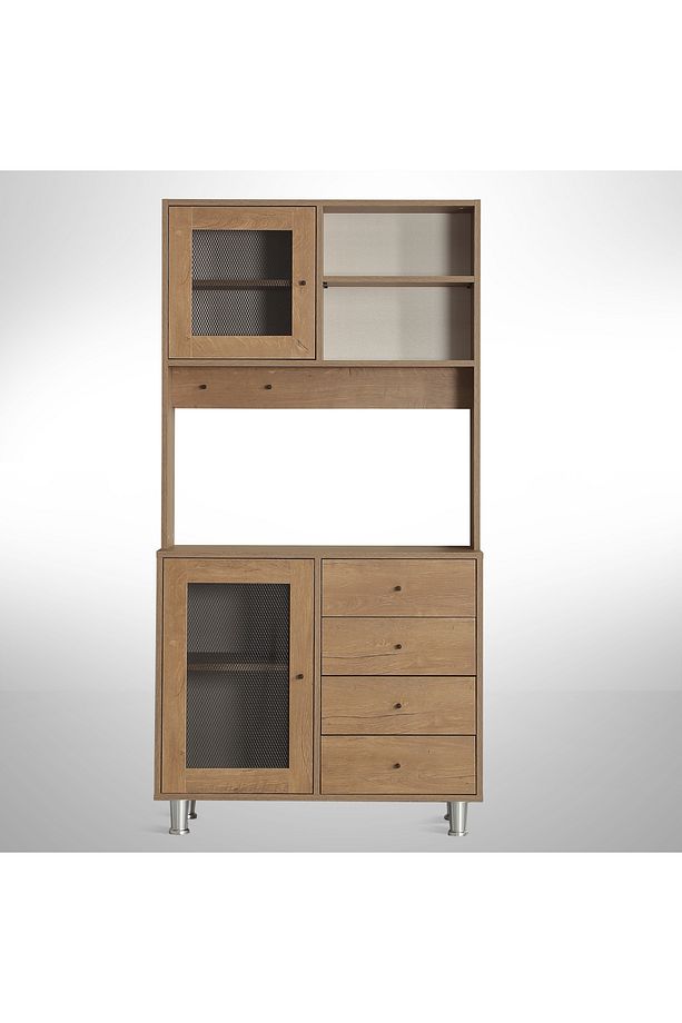 Grano Kahve Köşesi Çok Amaçlı Dolap, Kiler Dolabı, 96 cm , Meşe - 8