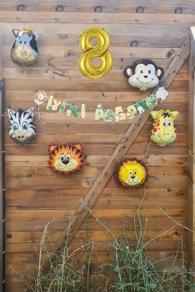 Safari Themed Birthday Party Set Birthday Ornament Set with Age Balloon Banner