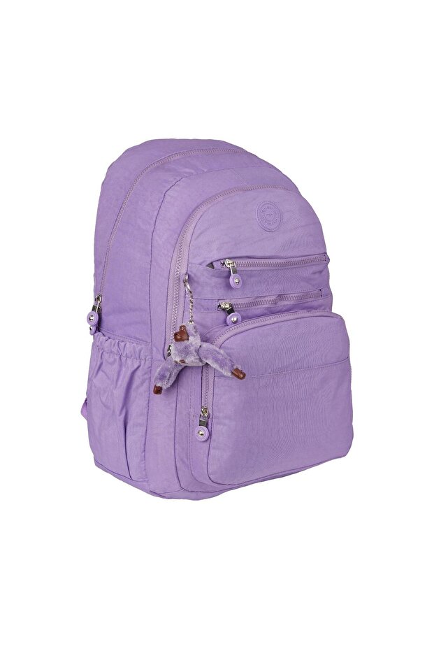 5 Compartment School Backpack with Crinkle Water Repellent Fabric Accessories RLX1630-Purple