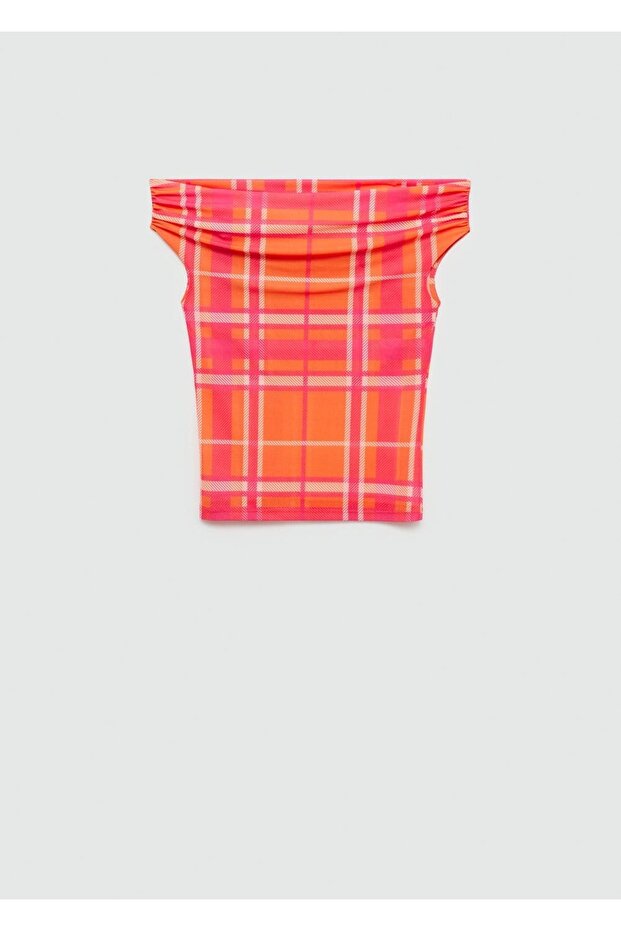 Gemusterte Bluse mit U-Boot-Ausschnitt - 3