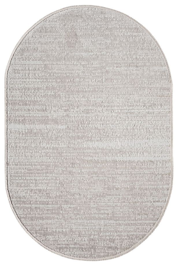 Konfor Jasmine 1452 Oval Krem Bej Modern Dokuma Saçaklı Halı Mutfak Salon Oturma Odası Halısı - 5