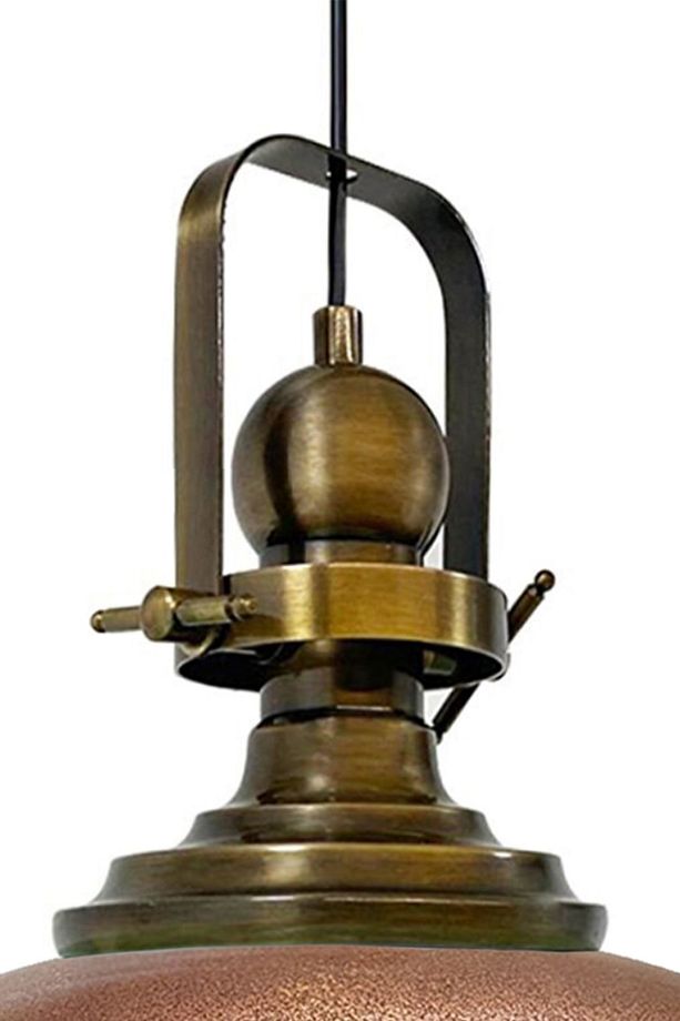 Bakır Rengi Eskitme Başlık Tekli Avize Salon Masaüstü Mutfak Cafe Tekli Sarkıt Lamba Vintage - 2