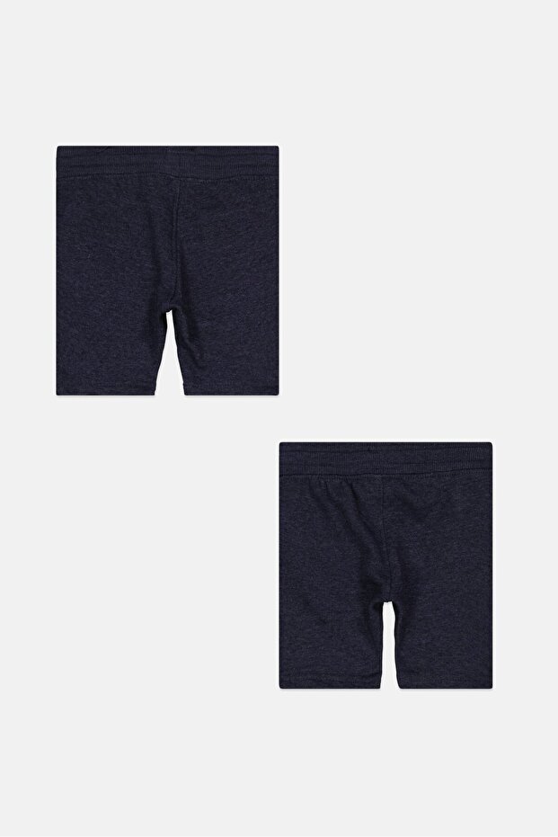 شورت سادة برباط للأولاد الصغار، قطعتين، أزرق داكن - 2