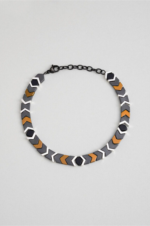 Colorful Hematite Stone 21 cm Steel Men's Bracelet