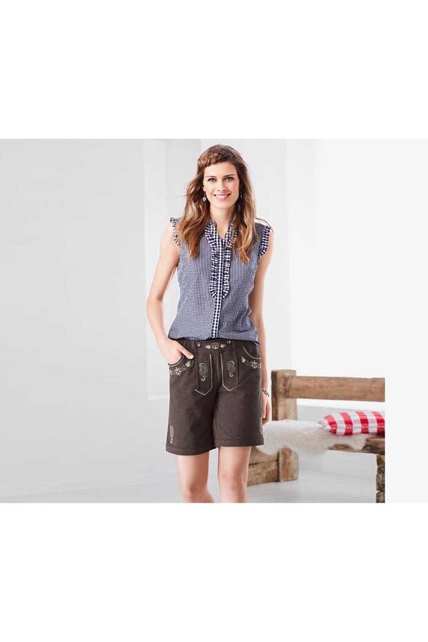 Women Traditional Jersey Shorts, Mottled Brown