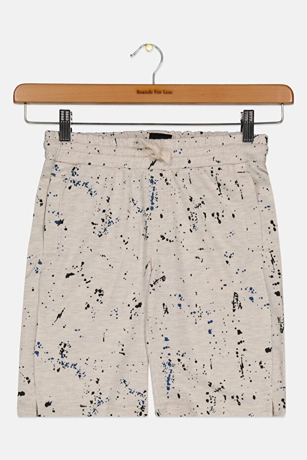 شورت أساسي بقصّة Slim Fit برباط سحب للأولاد الصغار، مجموعة بيج - 1