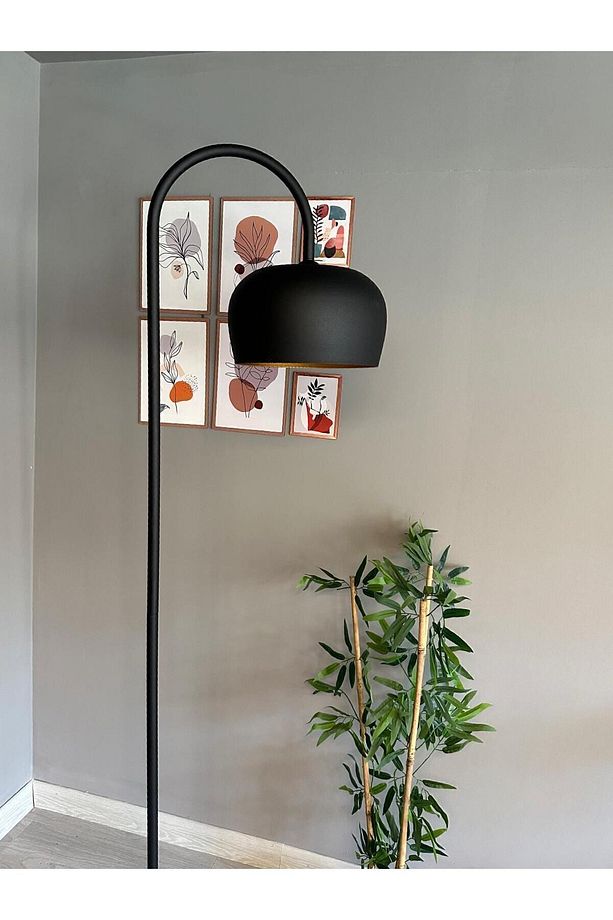 Siyah Lambader Modern Dekoratif Metal Oturma Odası Çalışma Odası Zemin Lambası - 3