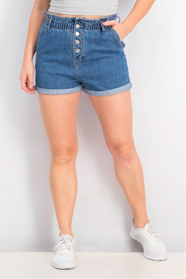 Women Four Pocket Denim Shorts, Blue