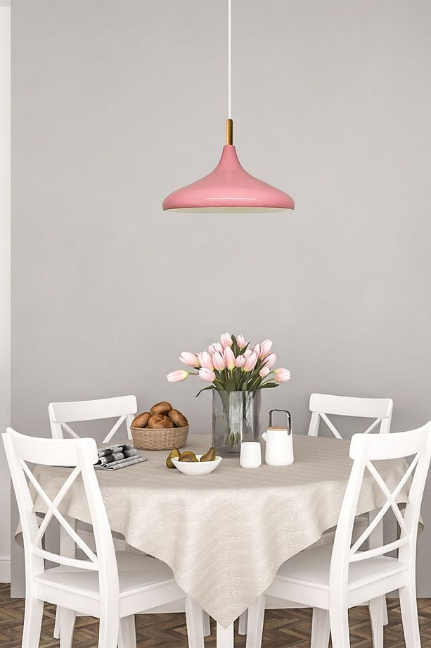 Pembe Champion Ahşap Tekli Avize Sarkıt Salon Mutfak Cafe Butik Lamba Aydınlatma Avizeler - 5