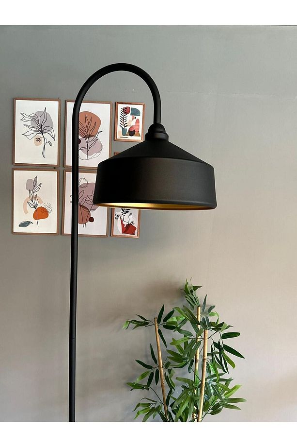 Siyah Lambader Modern Dekoratif Metal Oturma Odası Çalışma Odası Zemin Lambası - 7