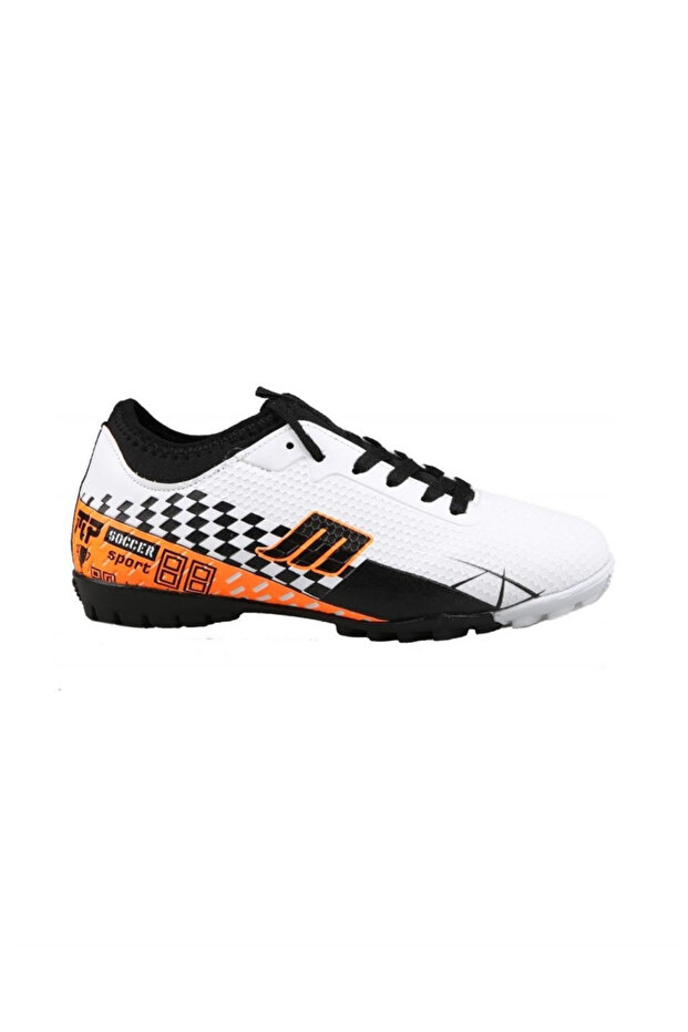 231-1138 Men's White-Orange (36-39) Turf Soccer Shoes with Socks
