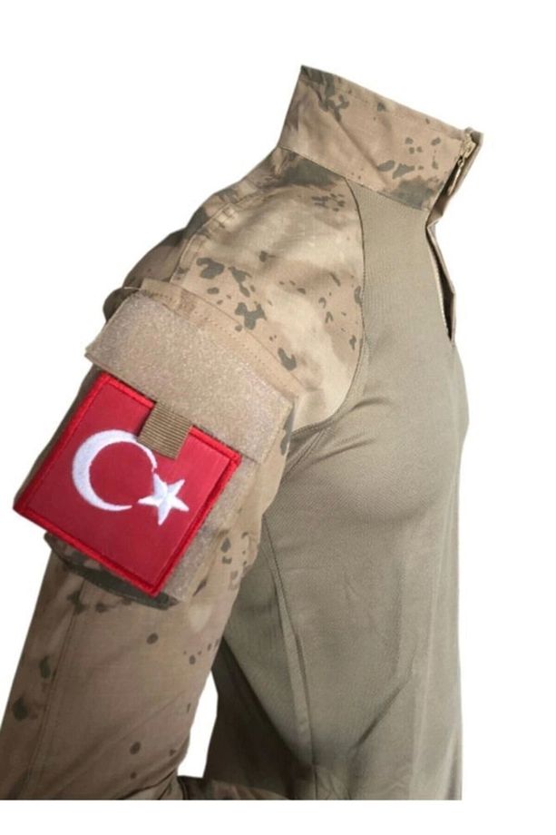 Kamuflaj Desen Kum Rengi Sarı Askeri Combat Tişört - 2