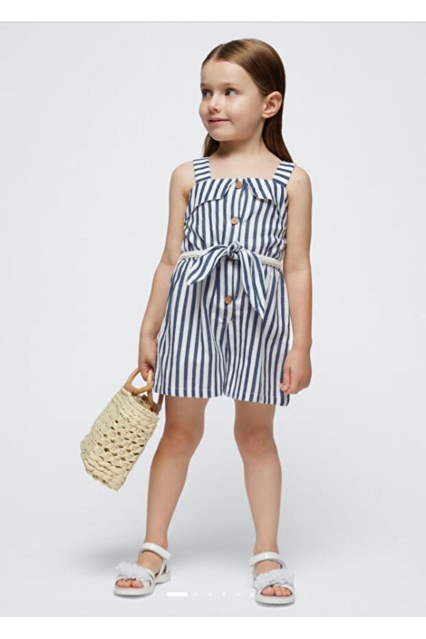 Female Child Striped Shorts Jumpsuit 3863