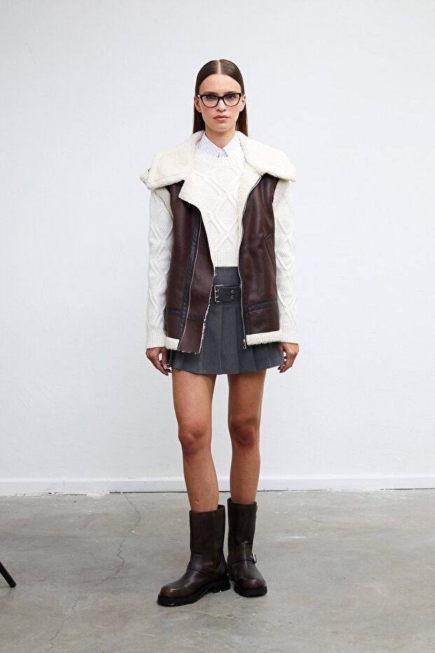 Knitted patterned crop sweater - 4