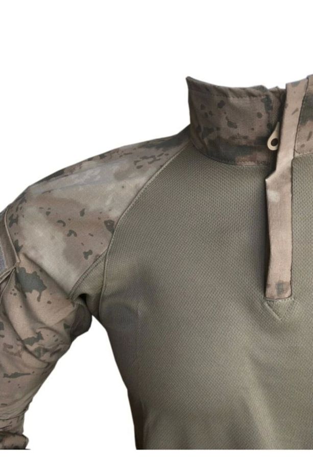 Kamuflaj Desen Kum Rengi Sarı Askeri Combat Tişört - 3
