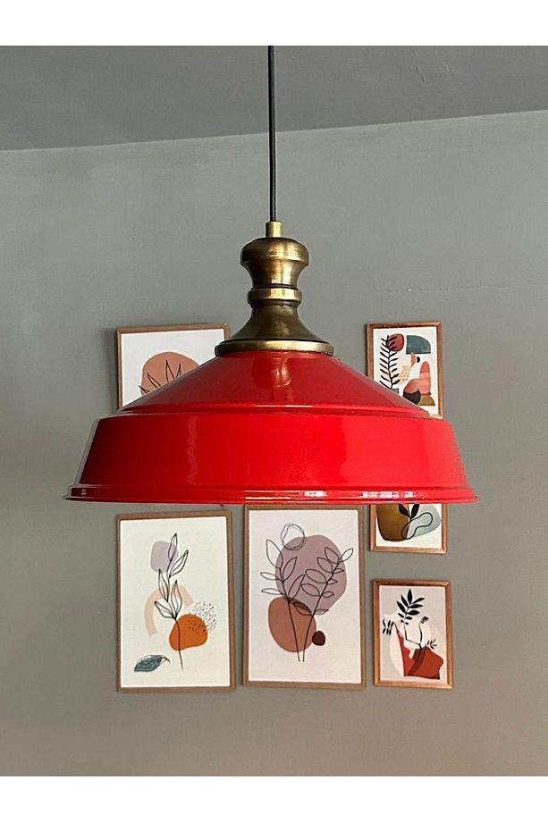 Kırmızı Renk Avize Eskitme Knob Başlık Retro Sarkıt Lamba Restoran Salon Aydınlatma - 4