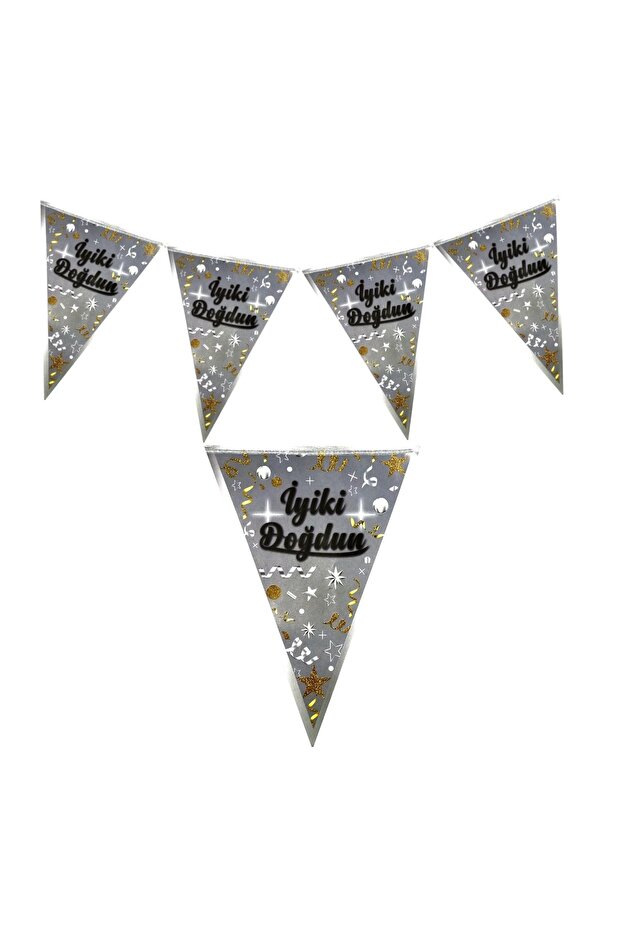 Happy Birthday Silver Triangle Flag