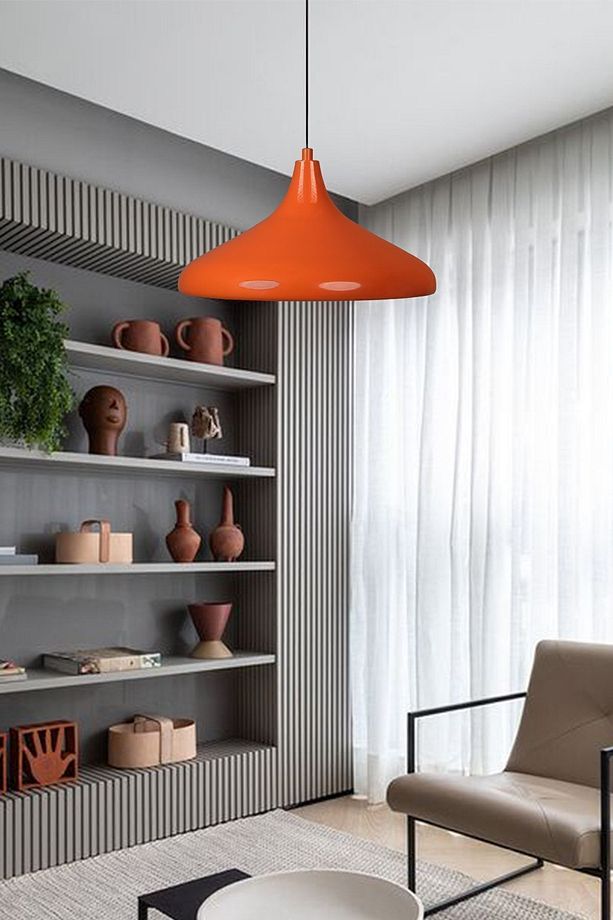 Parlak Turuncu Champion Tekli Avize Sarkıt Salon Mutfak Cafe Butik Lamba Aydınlatma Avizeler - 6