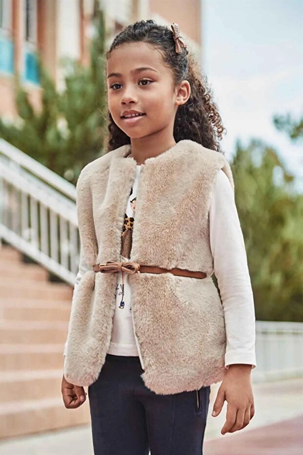 Girl's Belted Plush Vest 4315