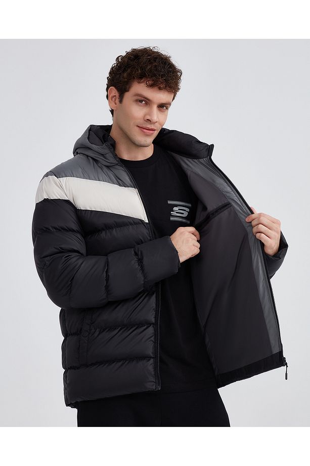 M Outerwear Colorblock Padded Jacket Erkek Siyah Mont S222069-001 - 7