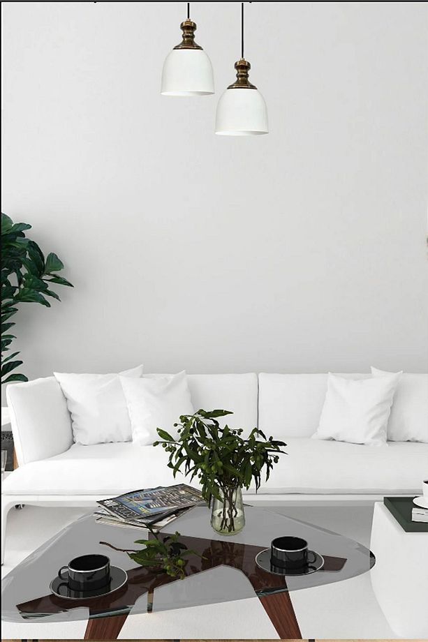 Deep Beyaz Eskitme Knob Başlık Tekli Avize Sarkıt Salon Mutfak Butik Lamba Aydınlatma Avizeler - 3
