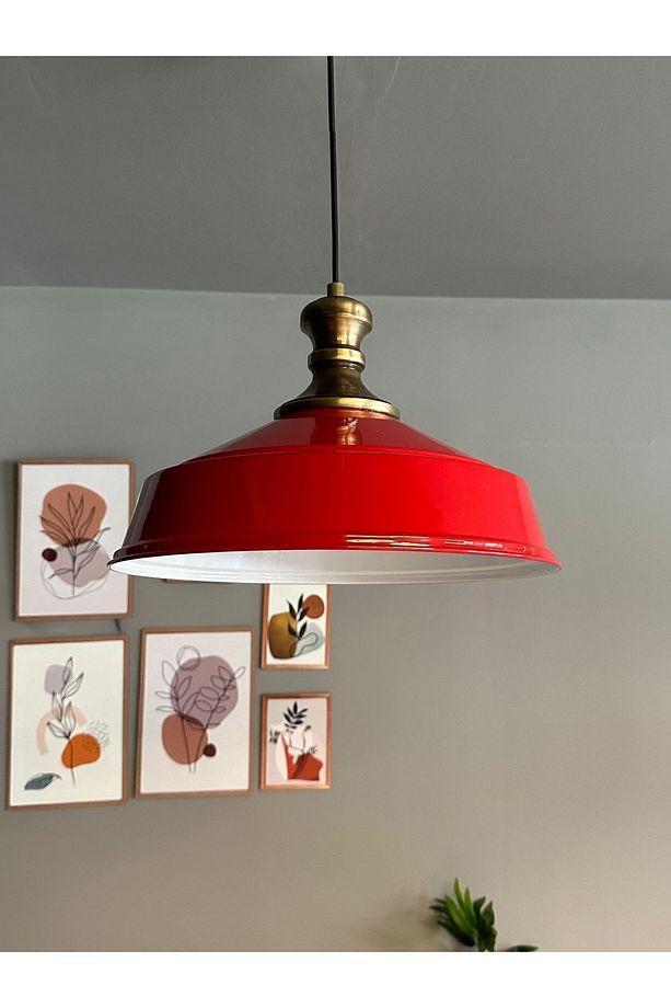 Kırmızı Renk Avize Eskitme Knob Başlık Retro Sarkıt Lamba Restoran Salon Aydınlatma - 5