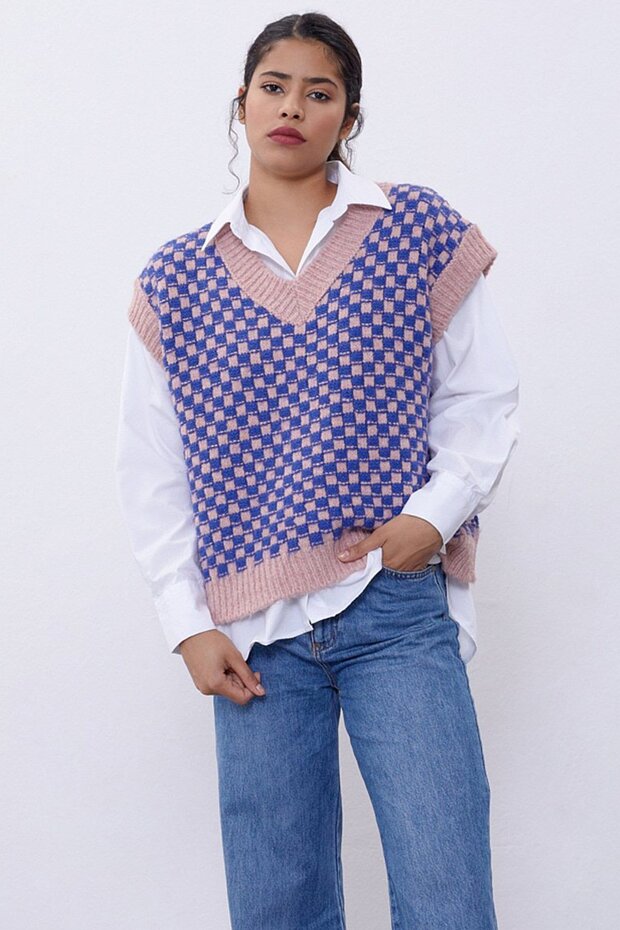Salmon V-Neck Knitwear Sweater