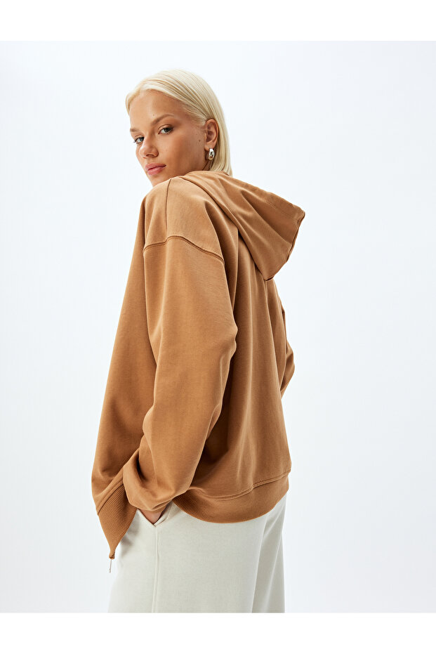 Long Sleeve Three Thread Cotton Zippered Hooded Sweatshirt