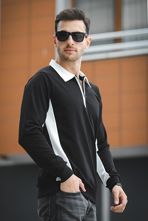 Shibu Pieced Half Zip Collared Men's Sweatshirt