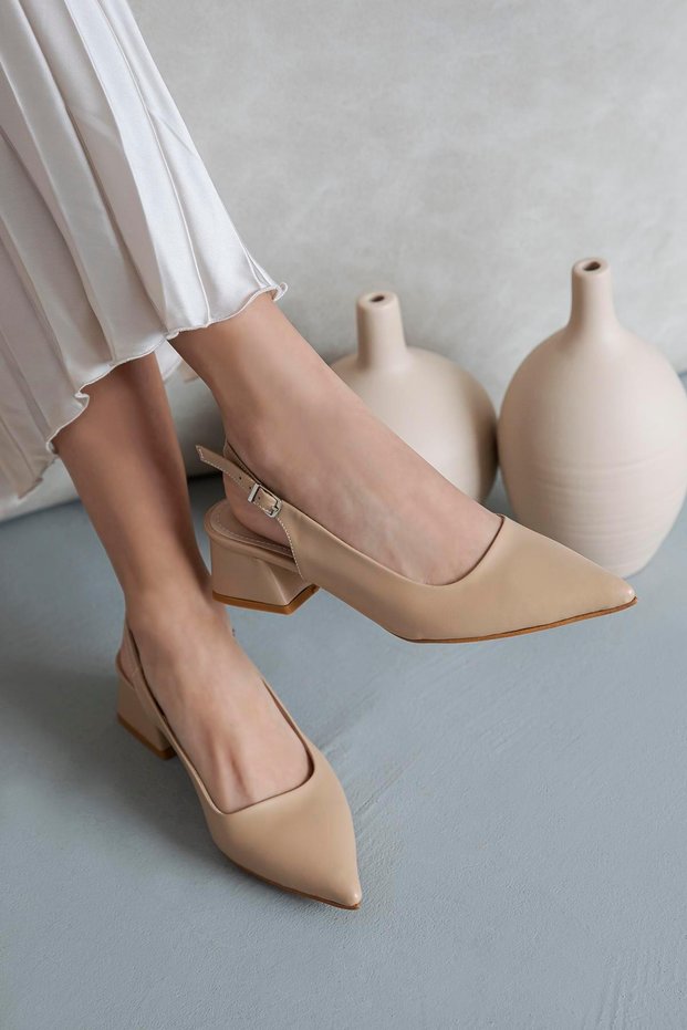 Hanna Women's Heeled Leather Shoes Tan
