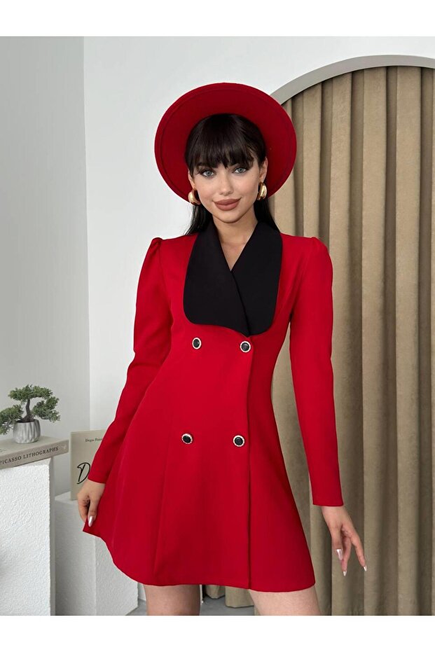 Naz Yaka Detay Mini Elbise - 7