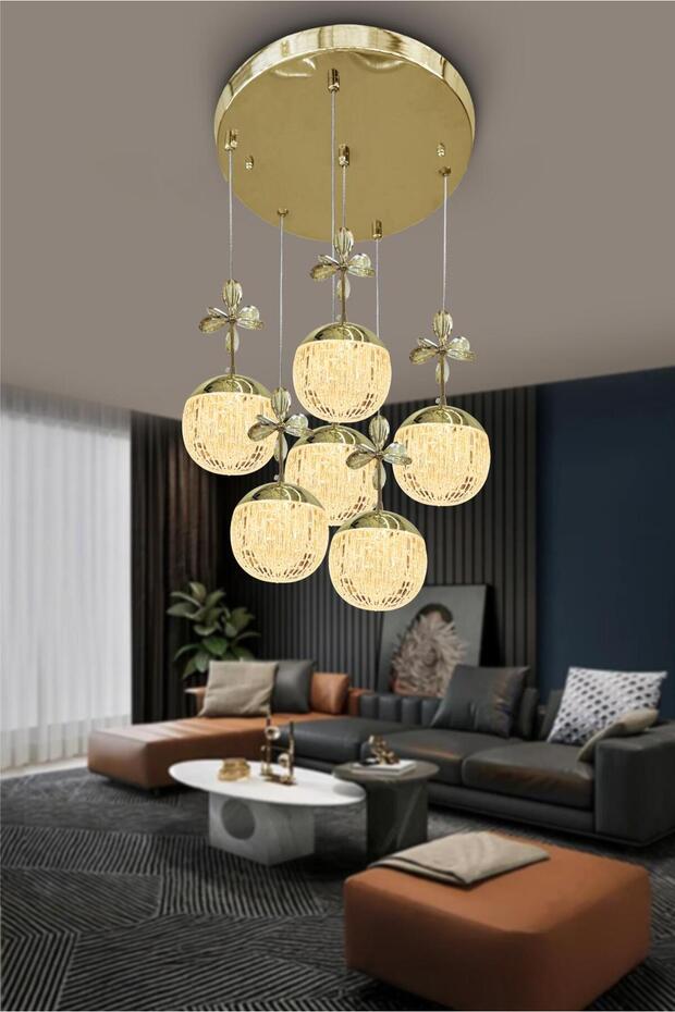 Modern Sarkıt Cam 5 Top Led Avize - 1