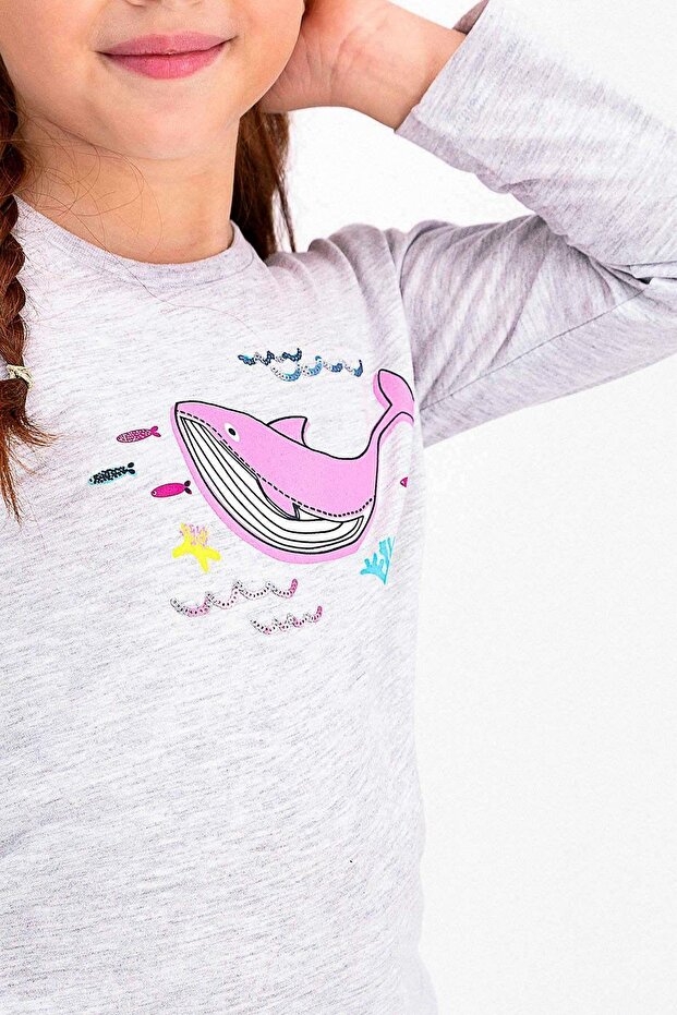 Kız Çocuk Pijama Takımı Gri - 3