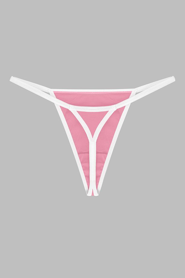 Kadın, Thong String, 3'lü, Pudra, Pembe, Siyah - 5