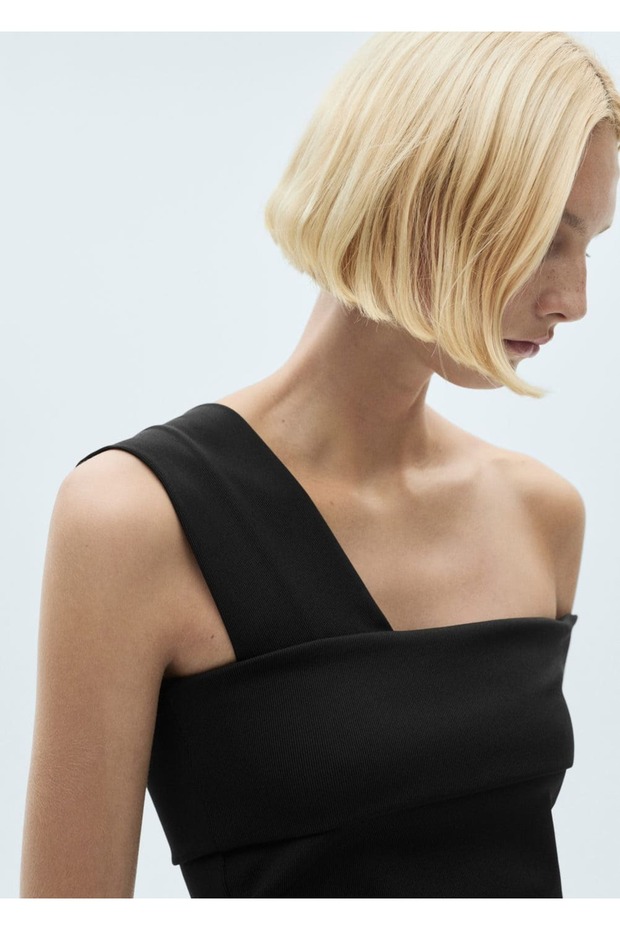 Geniş Askılı Asimetrik Bluz - 7