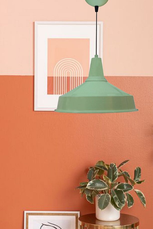Mint Yeşili Asaletli Tekli Avize Retro Sarkıt Restoran Ofis Cafe Salon Mutfak Avizeleri Lamba - 1