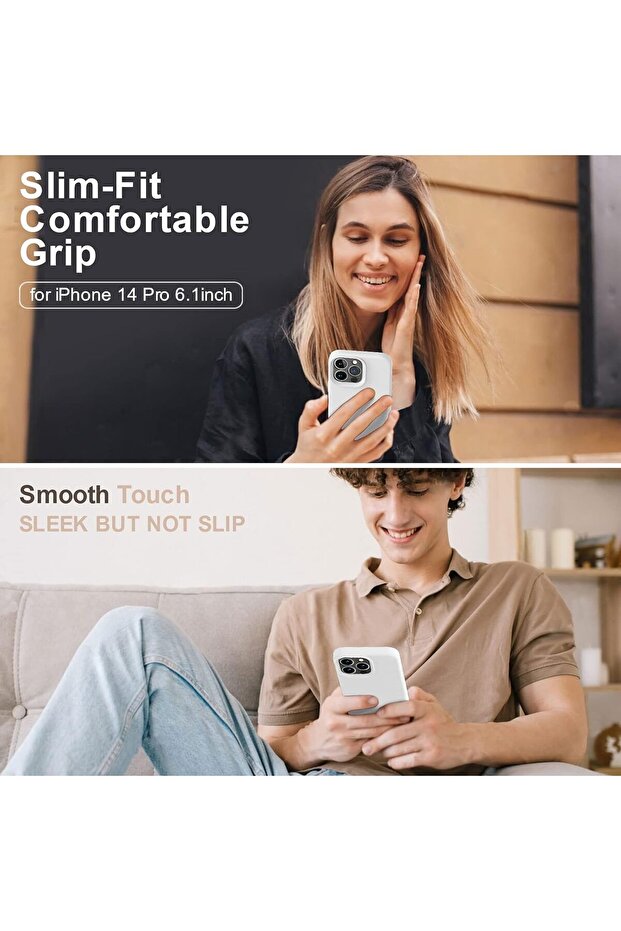 غطاء ناعم من السيليكون متوافق مع هاتف iPhone 15 PRO MAX مصنوع من الألياف الدقيقة المقاومة للخدش (أبيض) - 7