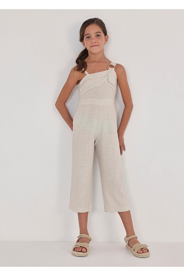 Female Child Summer Strap Linen Jumpsuit 6843