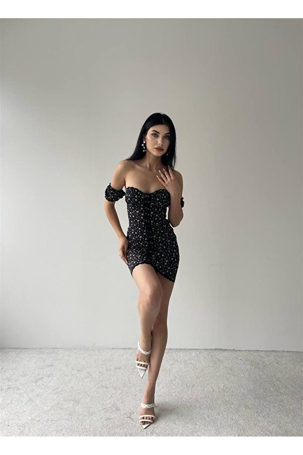 Karla Mini Elbise - Siyah - 3