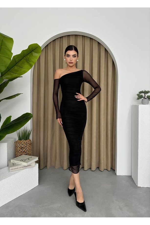 Marya Streç Astarlı Midi Elbise - 2