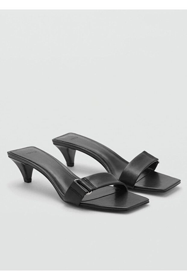 Topuklu deri sandalet - 1