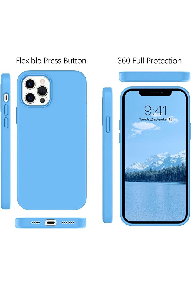 غطاء ناعم من السيليكون متوافق مع هاتف iPhone 15 PRO MAX مصنوع من الألياف الدقيقة المقاومة للخدش (أزرق) - 5