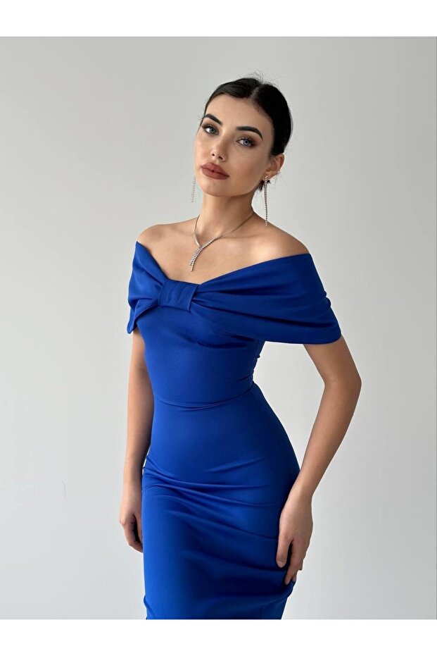 Rochie lungă cu guler panglică - 6