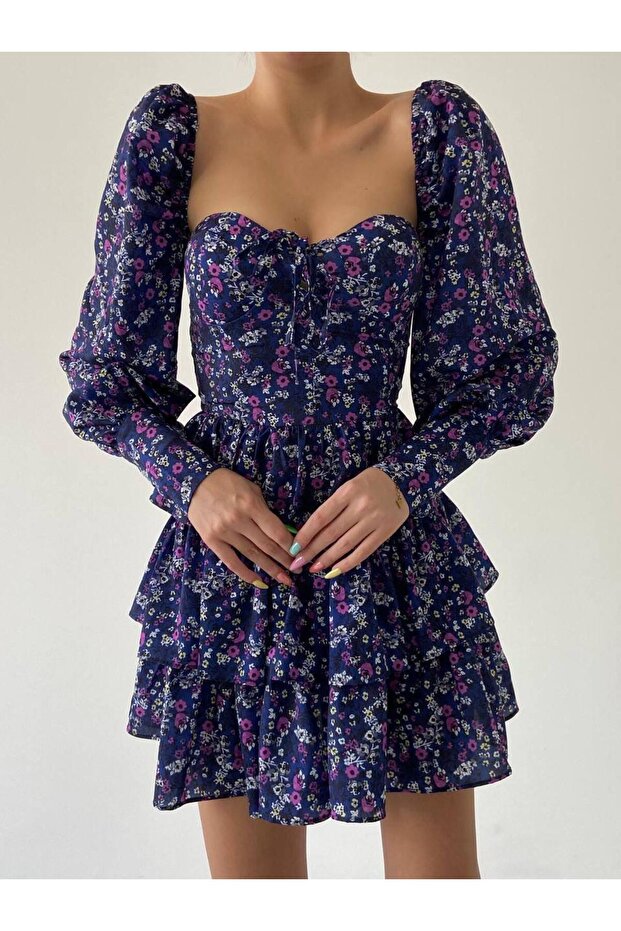 Russo Gloplu Mini Elbise - 7