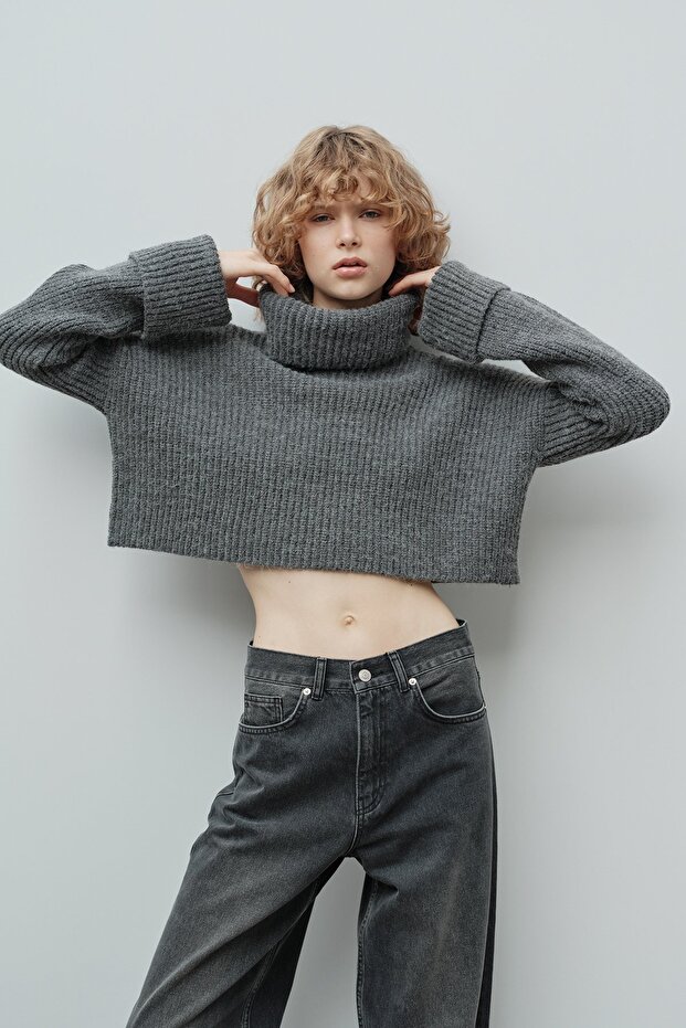 Rollkragenpullover in Grau - 2