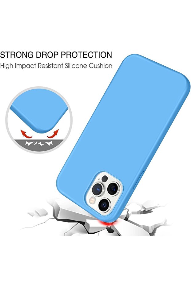 غطاء ناعم من السيليكون متوافق مع هاتف iPhone 15 PRO MAX مصنوع من الألياف الدقيقة المقاومة للخدش (أزرق) - 3